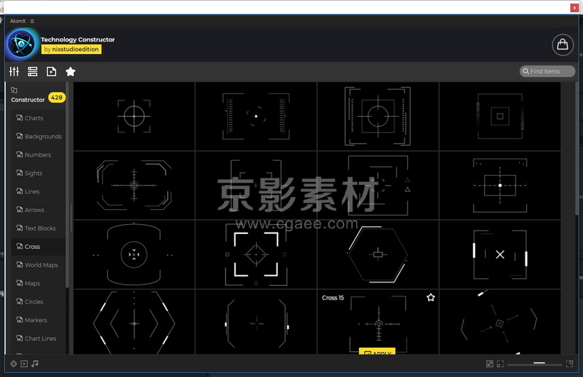 AE脚本-600个科技感HUD信息数据故障场景UI界面元素动画预设 Technology Constructor