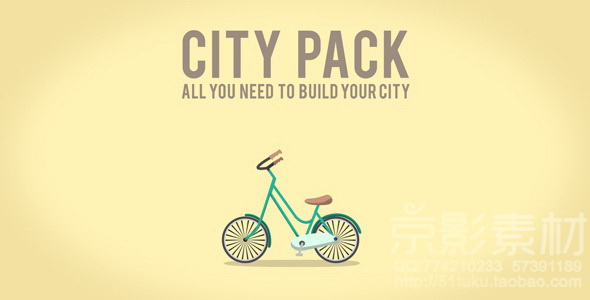 AE模板-简洁扁平化风格城市图标动画元素 City Pack Icons