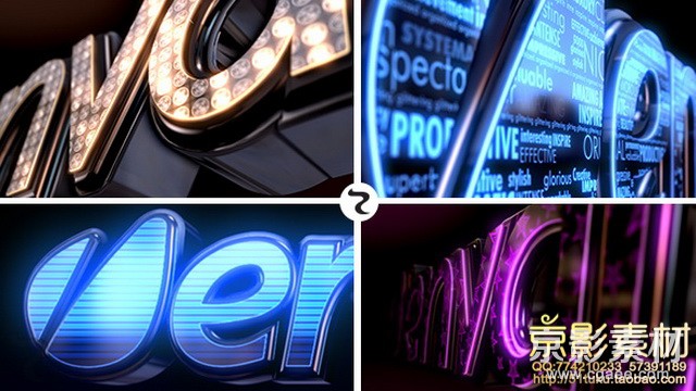 AE模板-时尚华丽霓虹灯标志logo演绎片头 LED Logo