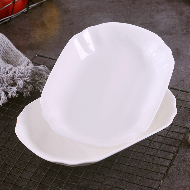 Jingdezhen 2 pack 】 【 pure white ipads porcelain glaze color lotus expressions using rectangular plate under Japanese household ceramics 0