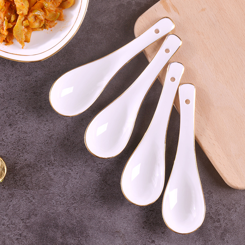 Jingdezhen manual gold 】 【 son home up phnom penh ipads porcelain run Chinese tableware, lovely ceramic spoon, soup spoon