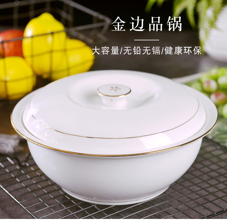 Jingdezhen big round ceramic soup pot European - style up phnom penh ipads China a large soup pot with a lid household creative large soup bowl