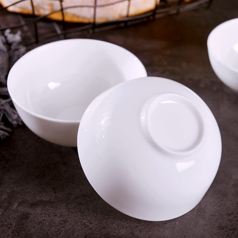 Jingdezhen domestic rice bowls set a single pure white ipads porcelain ceramic tableware creative rainbow such use Chinese large soup bowl