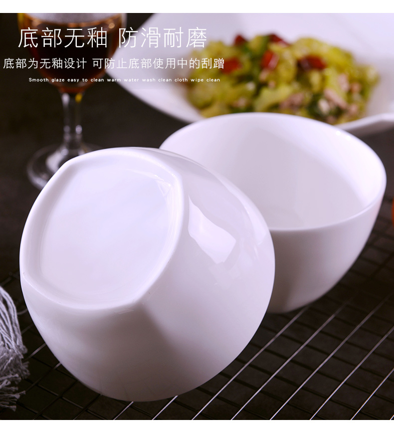 Jingdezhen pure white household ipads China to eat rice bowl Japanese creative move with a single ceramic bowl mercifully rainbow such as bowl with large soup bowl