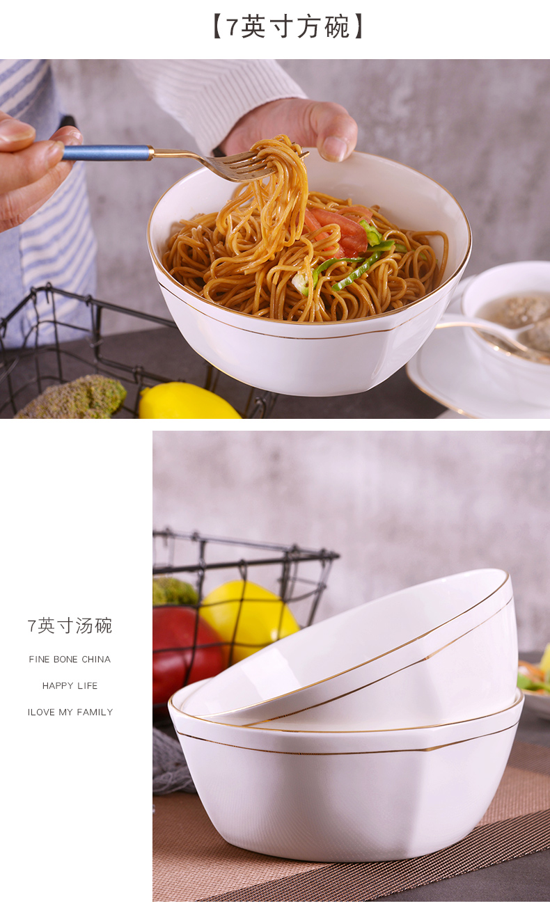Jingdezhen creative manual gold 】 【 ipads porcelain rice bowls of household ceramics large rainbow such to use Japanese large soup bowl