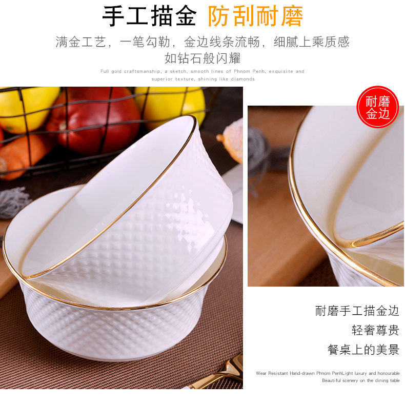 Jingdezhen creative manual gold 】 【 up phnom penh eat ceramic bowl household ipads China rainbow such use large soup bowl