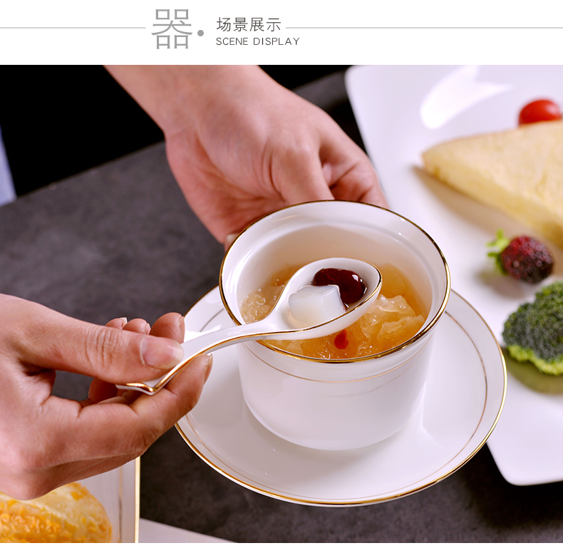 The Bird 's nest manual gold 】 【 steamed egg cup bowl shark fin soup bowl stew stew hose cover small household ceramic stew pot