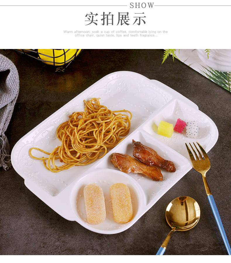 Under the glaze color embossed grain ceramic frame eat fast food dish one Japanese household creative children separated plate plate