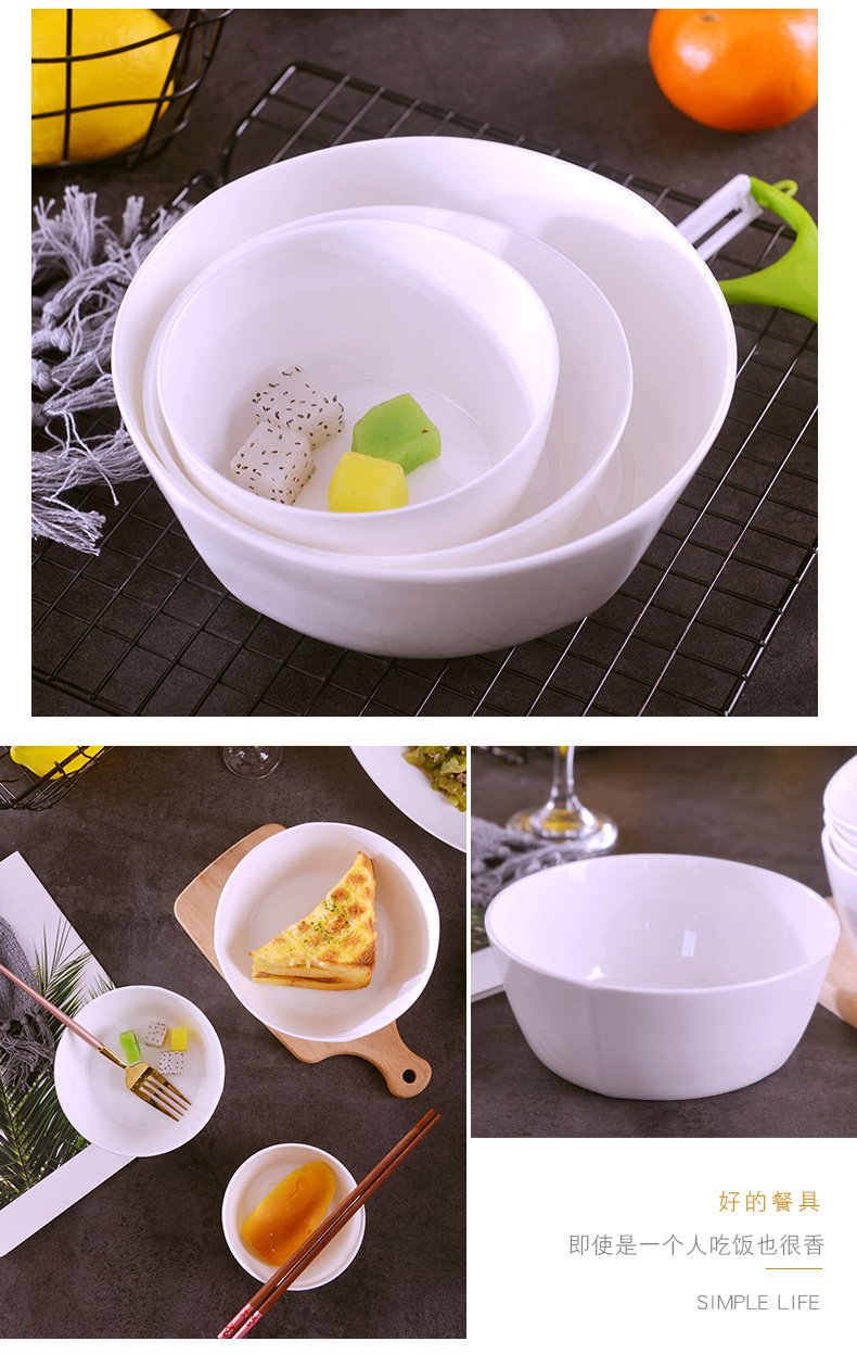 Jingdezhen pure white household ipads China to eat rice bowl Japanese creative move with a single ceramic bowl mercifully rainbow such as bowl with large soup bowl