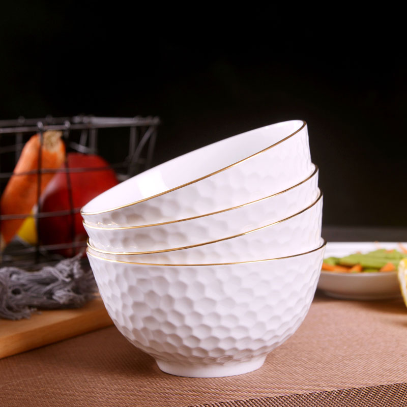 Jingdezhen ceramic checking gold 】 【 relief mercifully rainbow such as bowl with rice bowls bowl students large - sized ceramic bowl