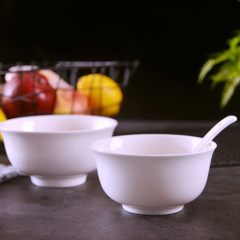 Jingdezhen pure white creative admiralty bowl of 10 home a large ceramic bowl of hot rice bowls not suit