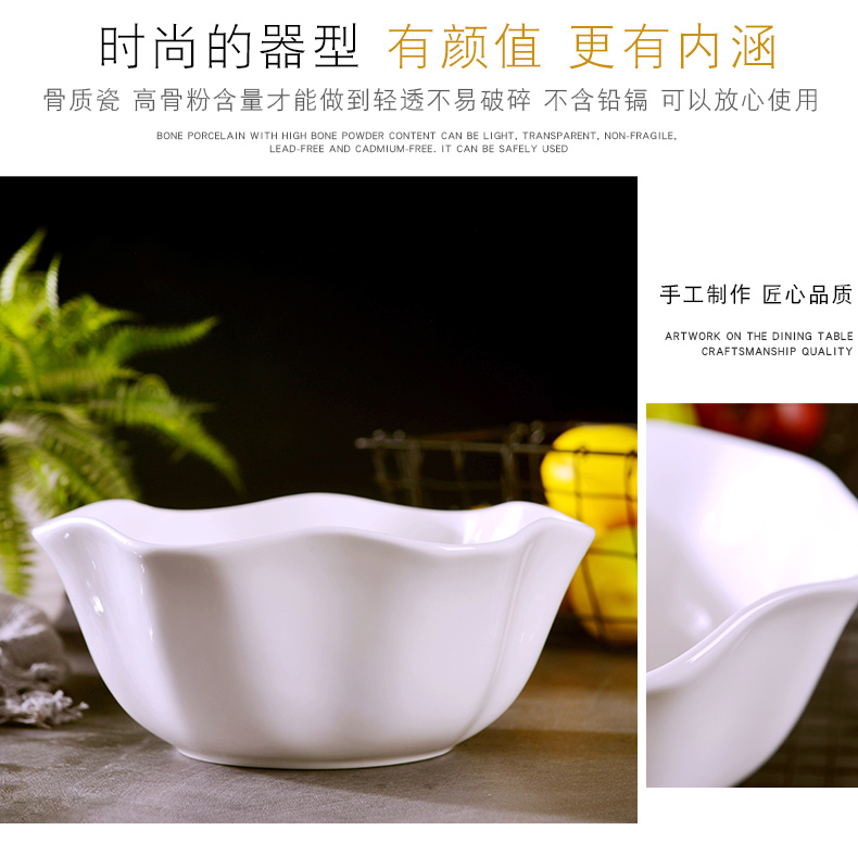 Jingdezhen household ipads China large soup bowl creative move hotel irregular ceramic soup bowl bowl restaurant