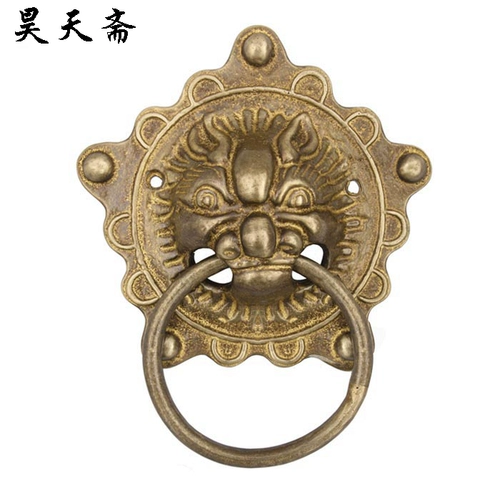 昊天斋 Siheyuan деревянная дверь -дверная голова тигра, антикварные ворота, наклонив первые ворота головы зверя и потянув старую модушную ручку головки льва