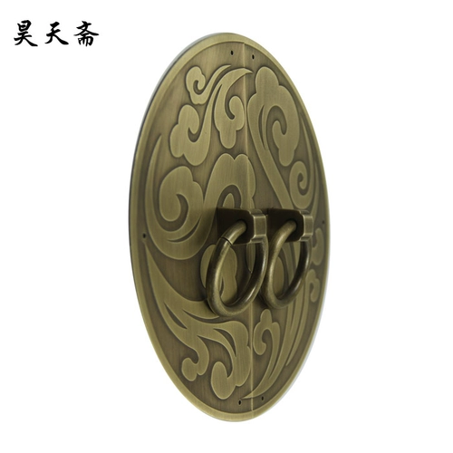 昊天斋 Новый продукт китайский чистый медный ручной, антикварный ручный гардероб с большим деревянным дверным аппаратным аксессуаром, ящик для дверей Дверной