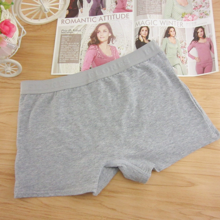 Quần lót nữ cotton ngắn giữa, túi màu, vải cotton hông, không có kích thước lớn, quần legging chống ánh sáng góc phẳng