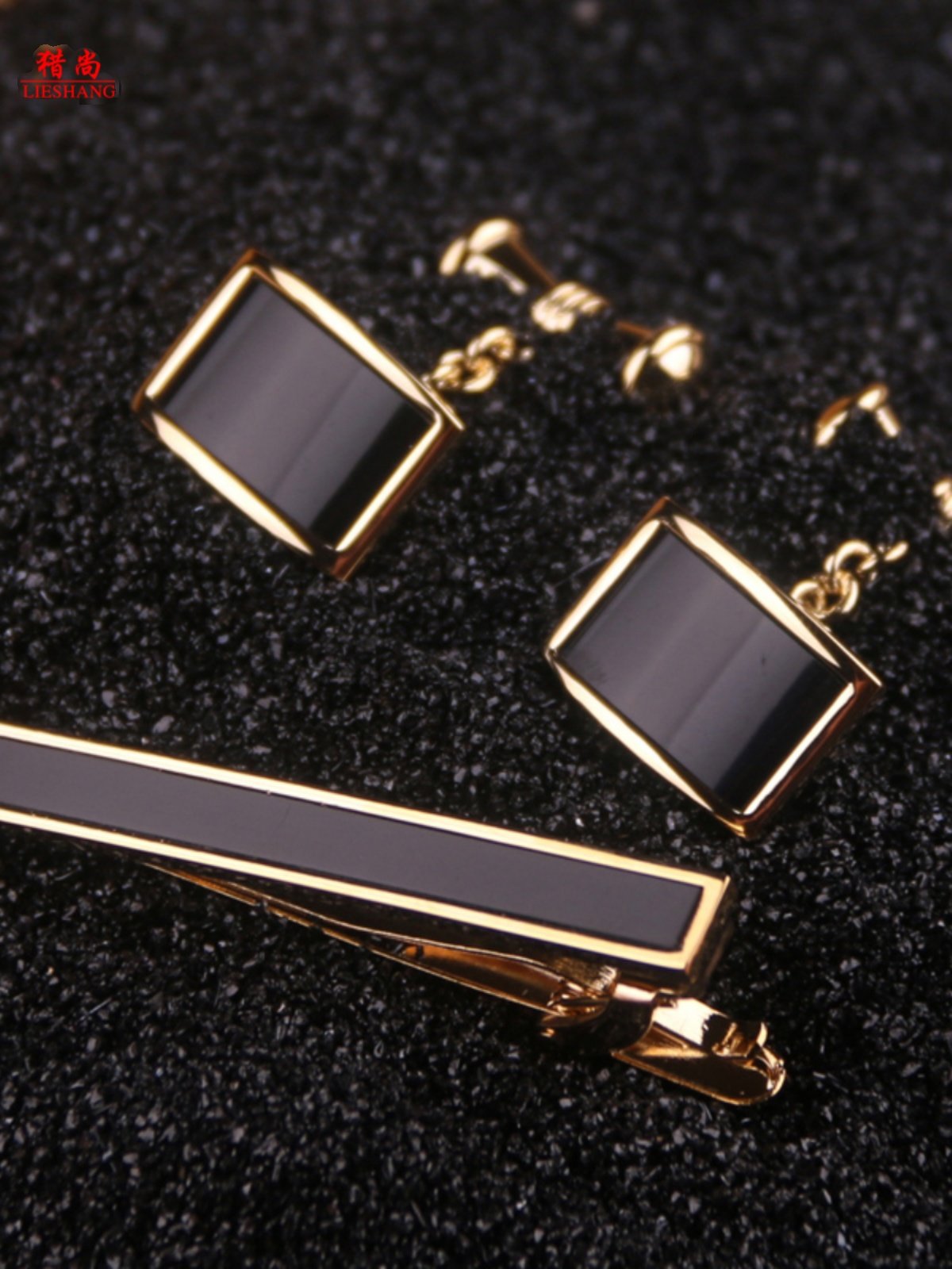 Hunting-Style Crystal Tie Clip, Diamond Tie Clip, Men's Tie Clip, Wedding Tie Clip, Cufflink Tie Clip Set