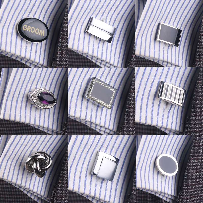 Brand Cufflinks, Gold-Plated Copper Metal Cuff Pins, Lily Flower Shape, French Shirt Buttons, Cuff Buttons, Free Shipping Hh
