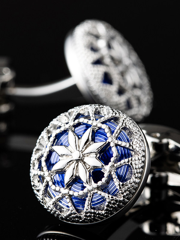 Dreamy Blue Gemstone Crystal Cufflinks for Men, Cuff Buttons for Men and Women, French Shirt Cuff Studs, Gift Box