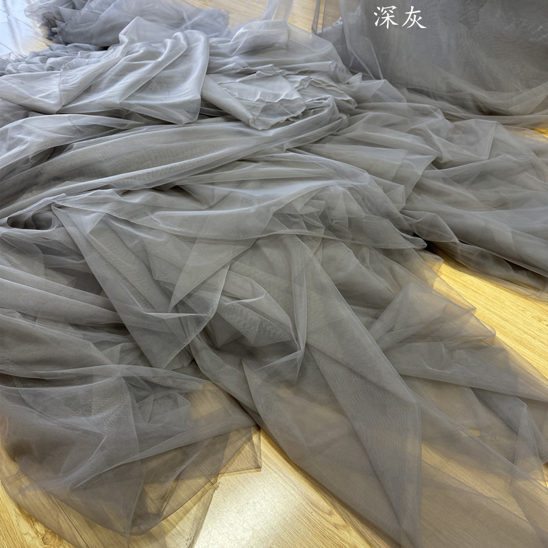 Fine Soft Gauze Gray Dark Gray Black White Drapey Gauze Designer Gauze Skirt Wedding Dress Pure Mesh Fabric