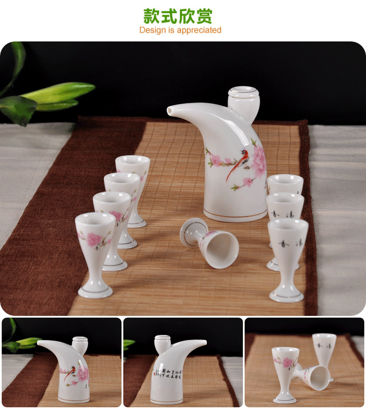 Bộ rượu bằng gốm với khay đặt bình rượu hip ly hoàn chỉnh bộ rượu vang rượu cốc trắng ly rượu sake ly rượu vang