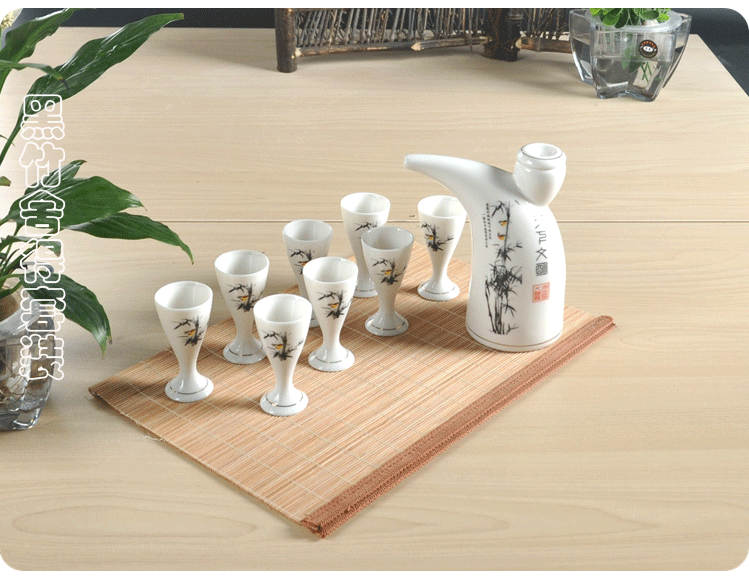 Bộ rượu bằng gốm với khay đặt bình rượu hip ly hoàn chỉnh bộ rượu vang rượu cốc trắng ly rượu sake ly rượu vang