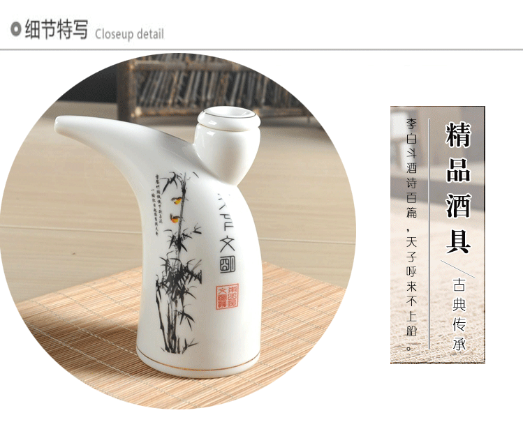 Bộ rượu bằng gốm với khay đặt bình rượu hip ly hoàn chỉnh bộ rượu vang rượu cốc trắng ly rượu sake ly rượu vang