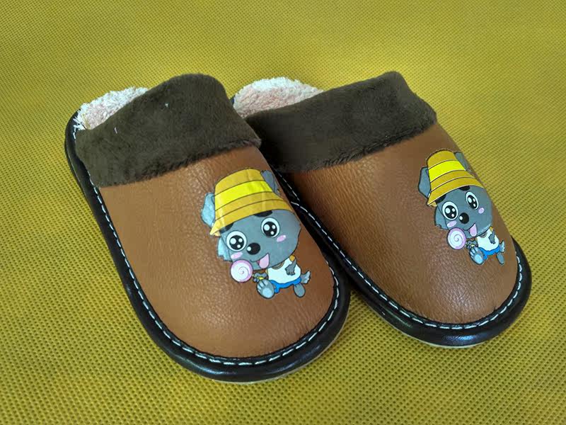 Pantoufles enfants en cuir synthétique pour hiver - semelle tendon - Ref 1026392 Image 10