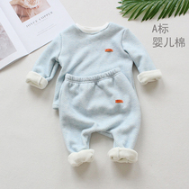 Baby baby plus velvet warm suit big butt pants autumn and winter underwear plus velvet winter split two-piece men and womens models