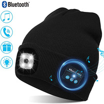 Bluetooth headset wireless call multifunctional Bluetooth hat led light outdoor lighting First Aid light knitted cap warm