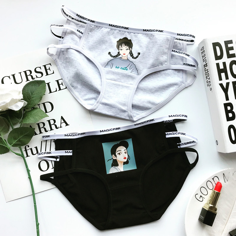 Sexy pure cotton hollow letter waist low waist panties female girl cute cotton crotch comfortable breathable ladies panties