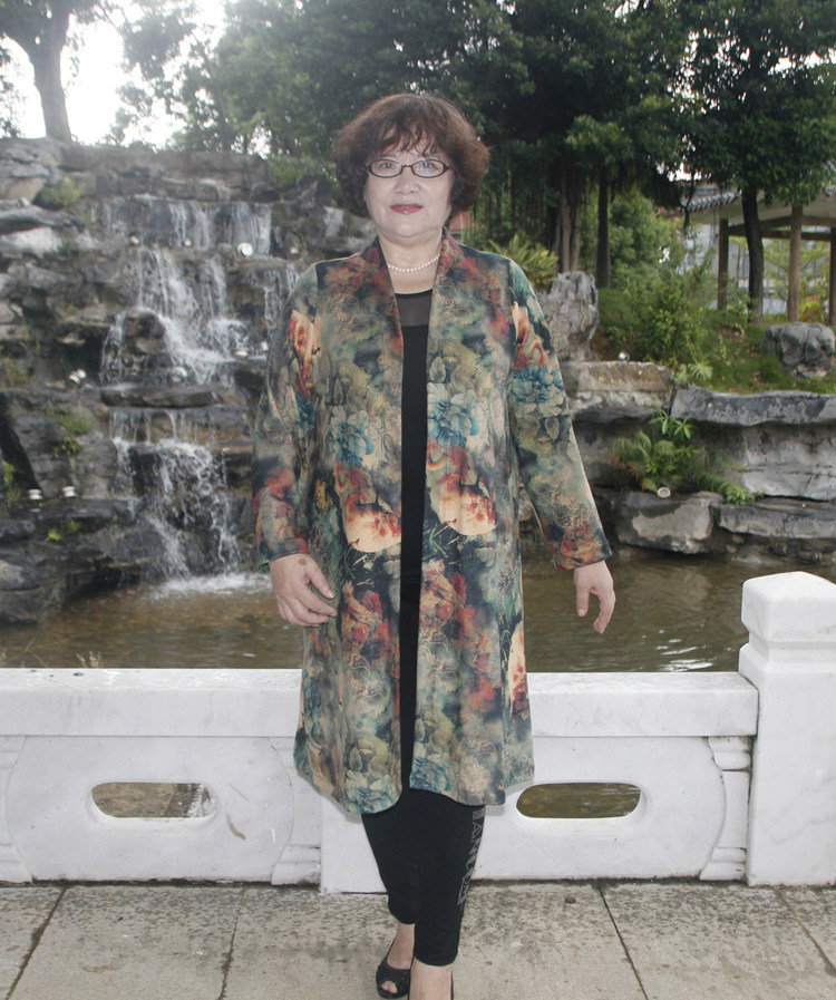 Осенний длинный плащ, куртка для матери, для среднего возраста, средней длины, большой размер Jane edge 