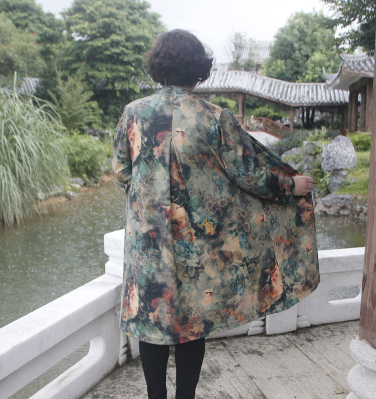 Осенний длинный плащ, куртка для матери, для среднего возраста, средней длины, большой размер Jane edge 