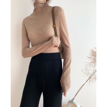 ICTS base Bi spare fashionable black Gray coffee plum color water soluble wool turtleneck sweater
