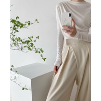  ICTS rigid and soft interwoven High attendance High-end shape oblique placket velcro apricot white suit pants