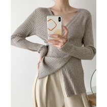 ICTS you smile as if that good weather milk curry black explicit collarbone and sweaters cross V neckline sweater