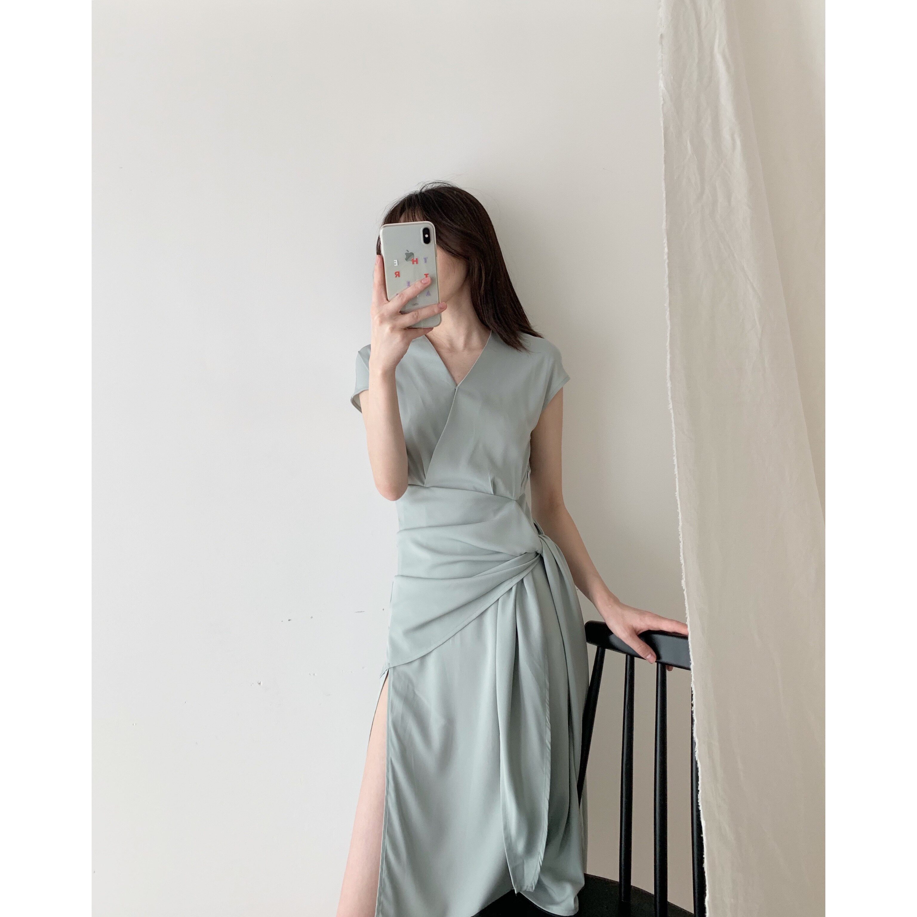 ICTS World Wuxi Green is cute green tone two kinds of wearing irregular small wayside cross - dress