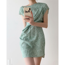 ICTS Menopausal Fabric Jacquard Fainting Green Kinder With short one-piece dress
