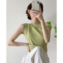  ICTS Light tea green milk white black three-color asymmetrical small lapel pleated elegant off-the-shoulder knitted top