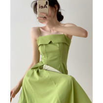 ICTS fortunately still has light wine Red Bull oil fruit green flat opening small opening to collect waist large loose pendulum pendant with skirt