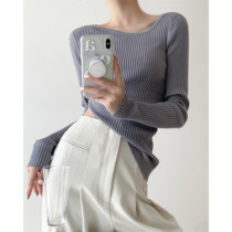  ICTS allows you to sprinkle stars all the way Avocado green taro purple asymmetrical collar Xinao worsted wool sweater