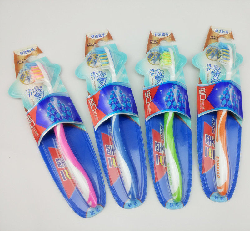 Three Smile 2108 Chili full protection male and female adult soft hair toothbrush cross bristles non-slip handle tongue coating cleaning toothbrush