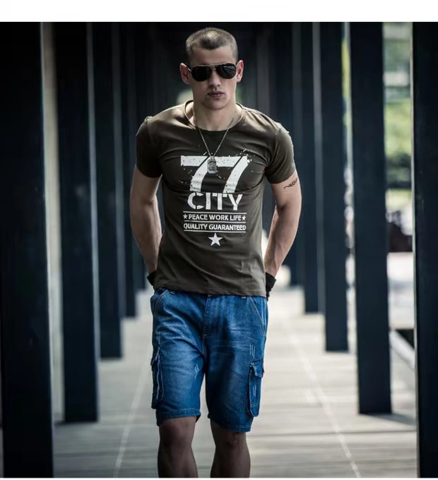 [77 cửa hàng cứng nam] Mùa hè 2019 mới cổ tròn thương hiệu in logo áo thun ngắn tay cỡ lớn nam AK - Áo phông ngắn Áo thun nam tay ngắn
