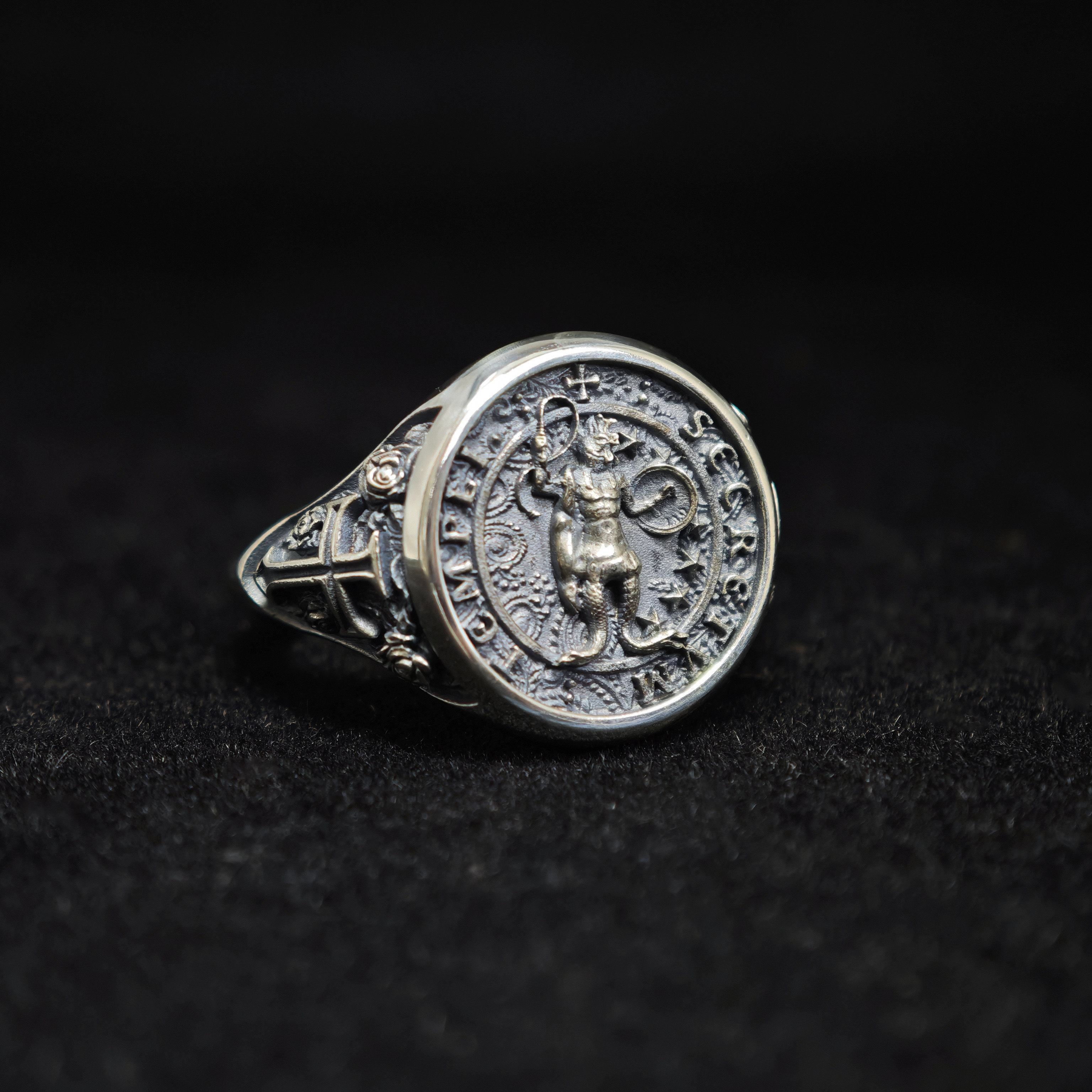 Tietou's shop 925 silver original design Solomon's seal retro old style ring