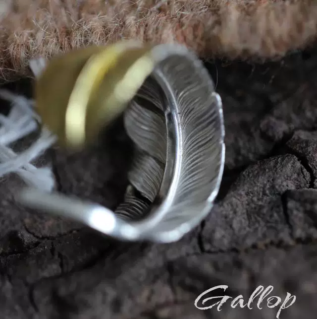 铁头的店 Iron head goros Mitaro first gold feather ring fully handmade 925 sterling silver ring