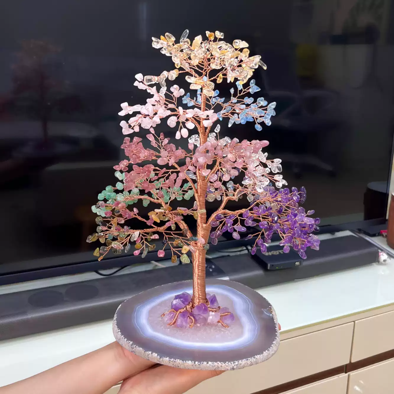 天然黃水晶樹七彩晶石擺件紫水晶瑪瑙客廳大裝飾