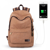 Canvas Bag Men Fashion Trends College Students Computer Double Shoulder Bag Men Casual Travel Inglén Recharge Backpack