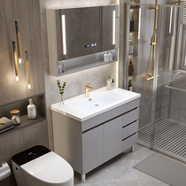 Floor-standing 304 stainless steel honeycomb bathroom cabinet combination face wash basin bathroom wash basin cabinet integrated ceramic