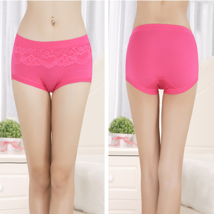 Mùa hè tre sợi chất béo MM đồ lót nữ eo giữa kích thước lớn ren gợi cảm modal cotton đồ lót phụ nữ quần lót cotton