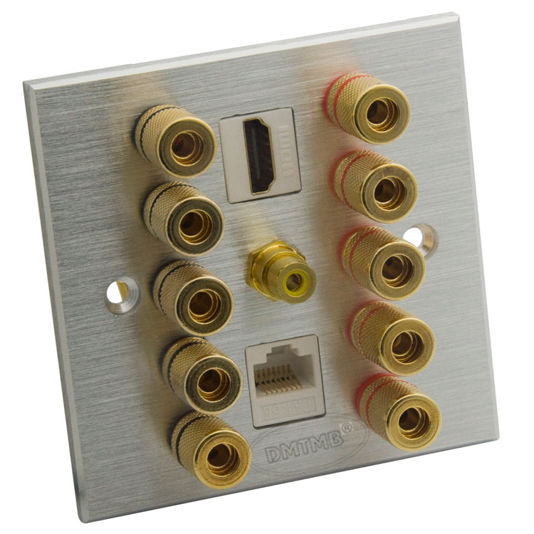 86 aluminum alloy 5 1 HDMI CAT6 speaker audio banana head panel can be customized