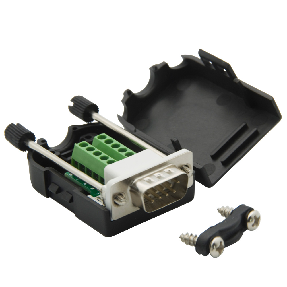 Welding-free environmentally-friendly white rubber core serial port head DB9 RS232 RS485 RS485 plug male head